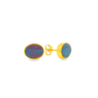 Sterling Silver Gold Plated Opal doublet 8x6mm bezel set style earrings - Masterpiece Jewellery Opal & Gems Sydney Australia | Online Shop