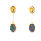 14kt Yellow Gold drop earrings Opal doublets 1.01ct - Masterpiece Jewellery Opal & Gems Sydney Australia | Online Shop