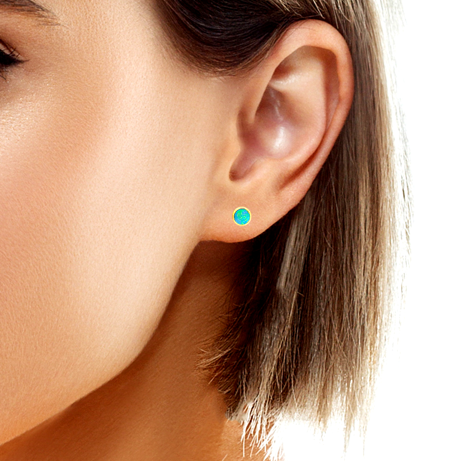 Handmade Opal Stud Earrings - Gold/Silver | Dainty & Cute | Crystal Fire Opal Jewelry | Gift for Her"4mm - Masterpiece Jewellery Opal & Gems Sydney Australia | Online Shop