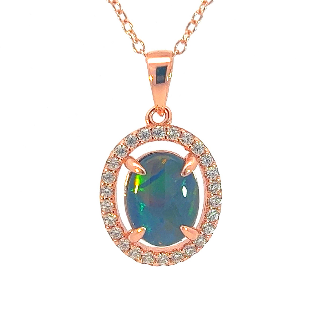 Rose Gold Plated Sterling Silver Triplet Opal Pendant - Dainty, Silver & Gold, Raw or Fire Opal Necklace Options - Masterpiece Jewellery Opal & Gems Sydney Australia | Online Shop