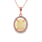Rose Gold Plated Sterling Silver White Opal Halo Pendant - Dainty, Gold & Silver, Raw & Fire Opal Necklace" - Masterpiece Jewellery Opal & Gems Sydney Australia | Online Shop
