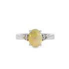 14kt White Gold 0.98ct Crystal Opal and Diamond ring - Masterpiece Jewellery Opal & Gems Sydney Australia | Online Shop