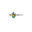 Platinum Black Opal 0.62ct and Faint Pink Diamond ring - Masterpiece Jewellery Opal & Gems Sydney Australia | Online Shop