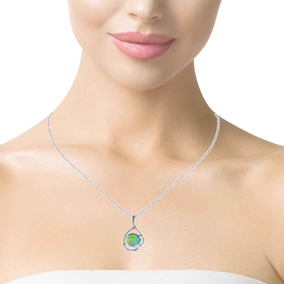 14kt White Gold Black Opal 2.08ct and Diamond pendant - Masterpiece Jewellery Opal & Gems Sydney Australia | Online Shop