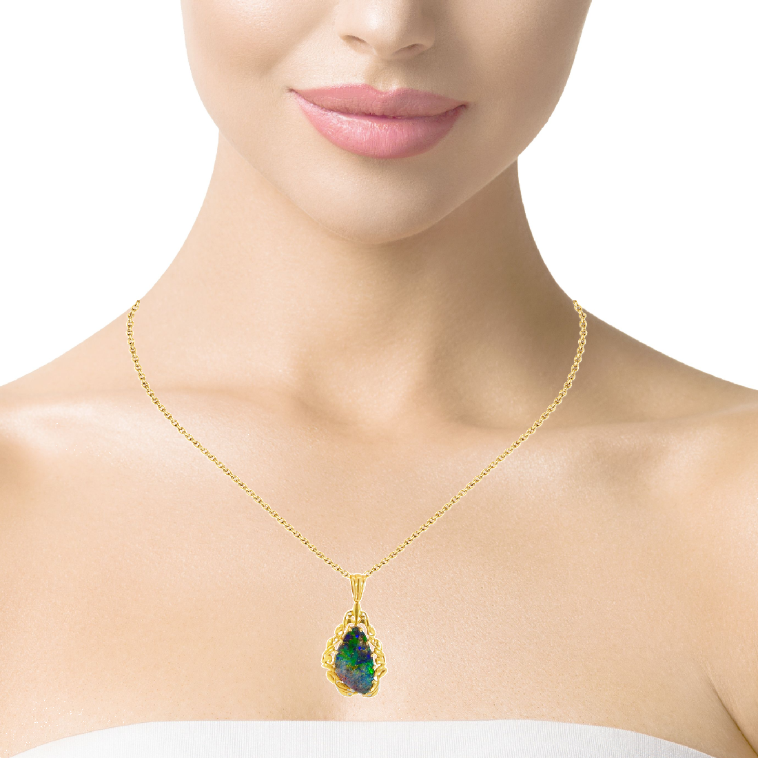 14kt Yellow Gold Boulder Opal 4.86ct pendant - Masterpiece Jewellery Opal & Gems Sydney Australia | Online Shop