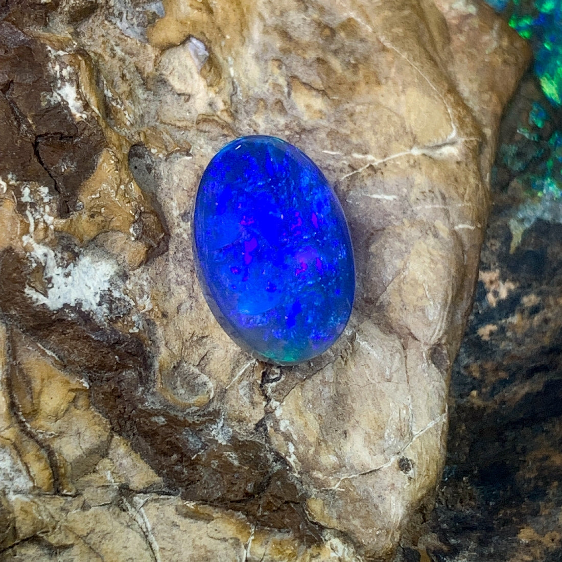 Black Opal 5.9ct Oval Blue colour - Masterpiece Jewellery Opal & Gems Sydney Australia | Online Shop