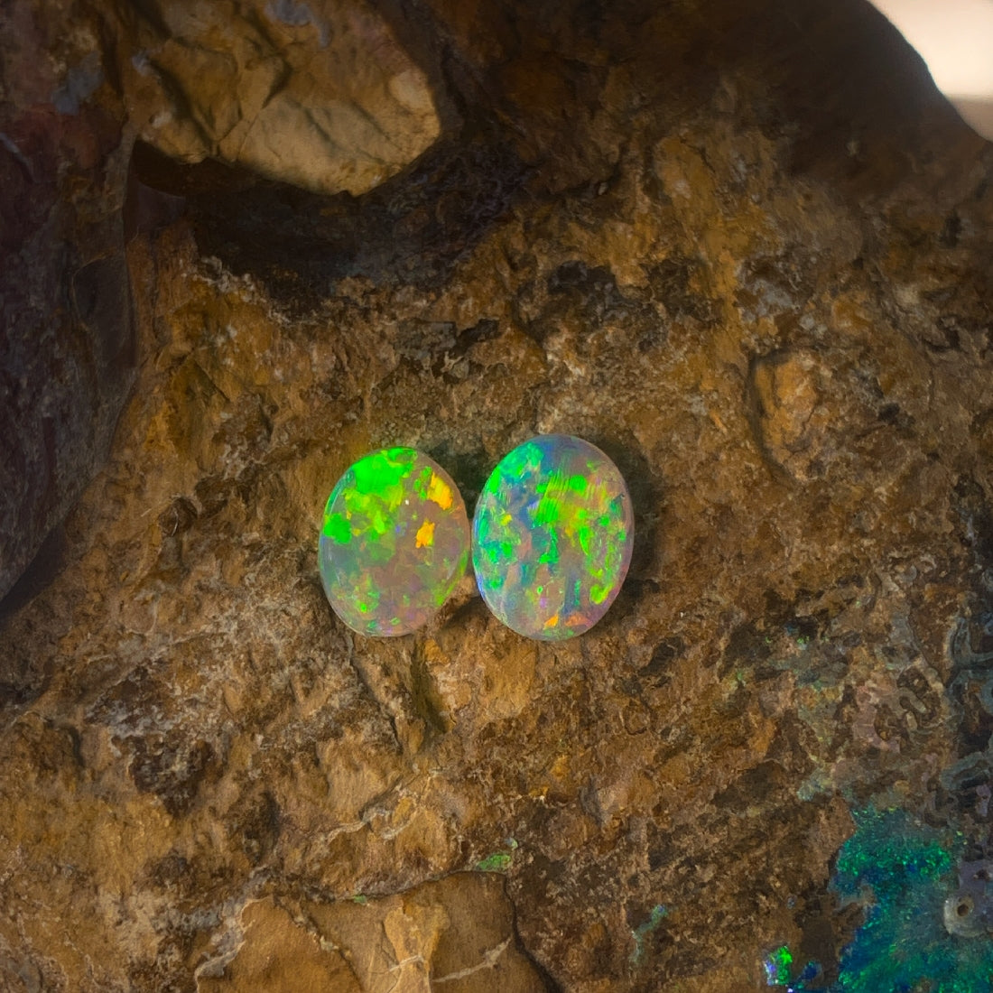 Pair of Black Opals 1.34ct - Masterpiece Jewellery Opal & Gems Sydney Australia | Online Shop