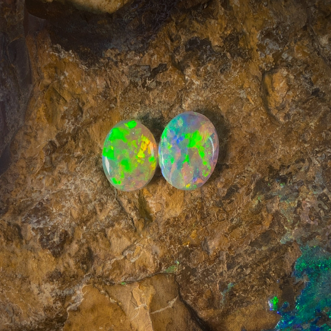 Pair of Black Opals 1.34ct - Masterpiece Jewellery Opal & Gems Sydney Australia | Online Shop