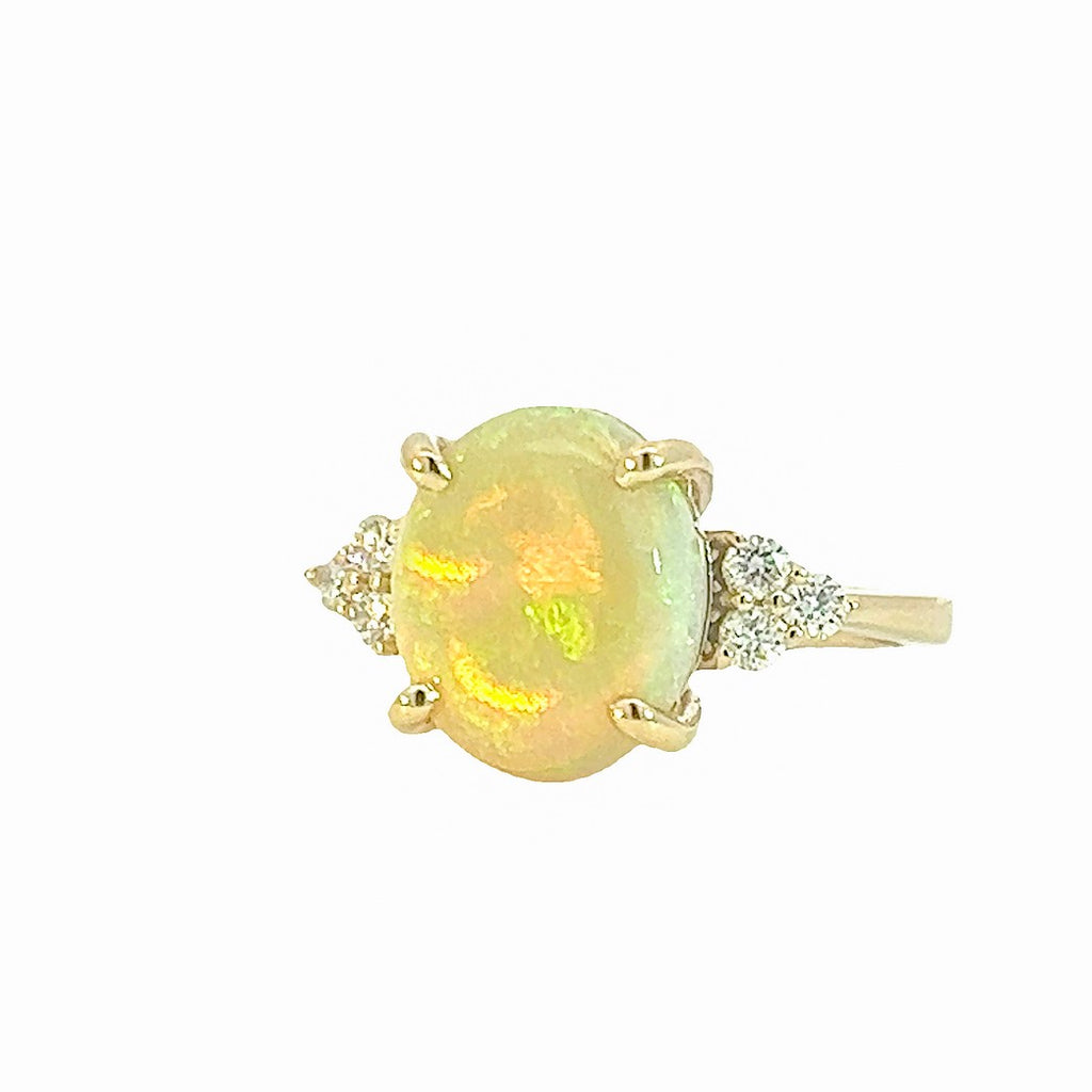 9kt Yellow Gold 3.44ct Opal and diamond ring - Masterpiece Jewellery Opal & Gems Sydney Australia | Online Shop