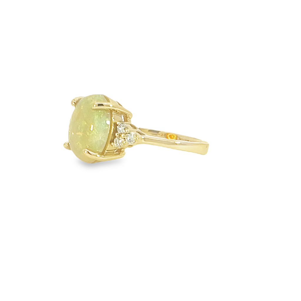 9kt Yellow Gold 3.44ct Opal and diamond ring - Masterpiece Jewellery Opal & Gems Sydney Australia | Online Shop