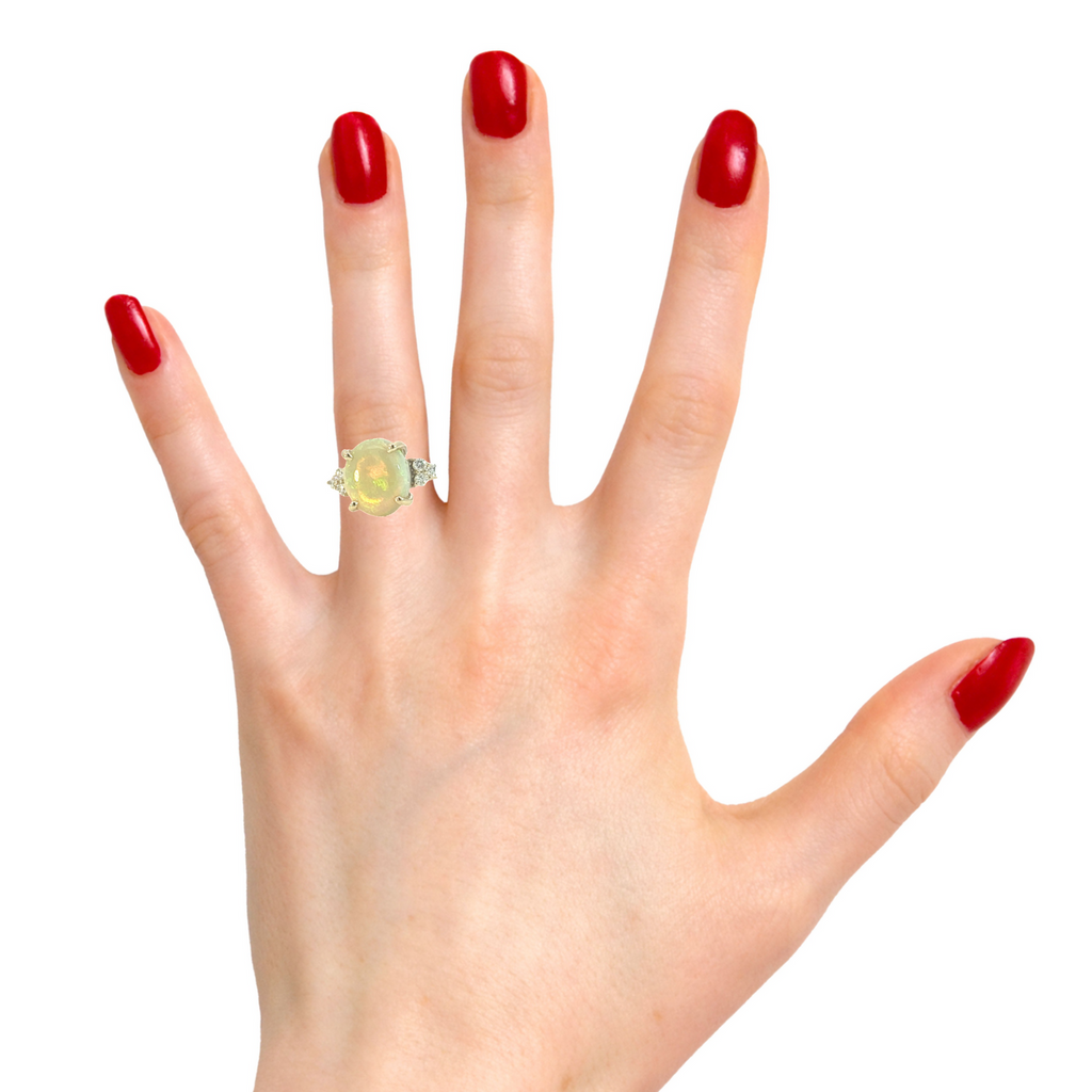 9kt Yellow Gold 3.44ct Opal and diamond ring - Masterpiece Jewellery Opal & Gems Sydney Australia | Online Shop