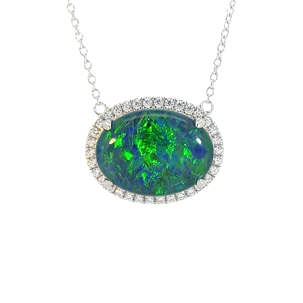 Sterling Silver 16x12mm Opal triplet cluster necklace 45cm - Masterpiece Jewellery Opal & Gems Sydney Australia | Online Shop