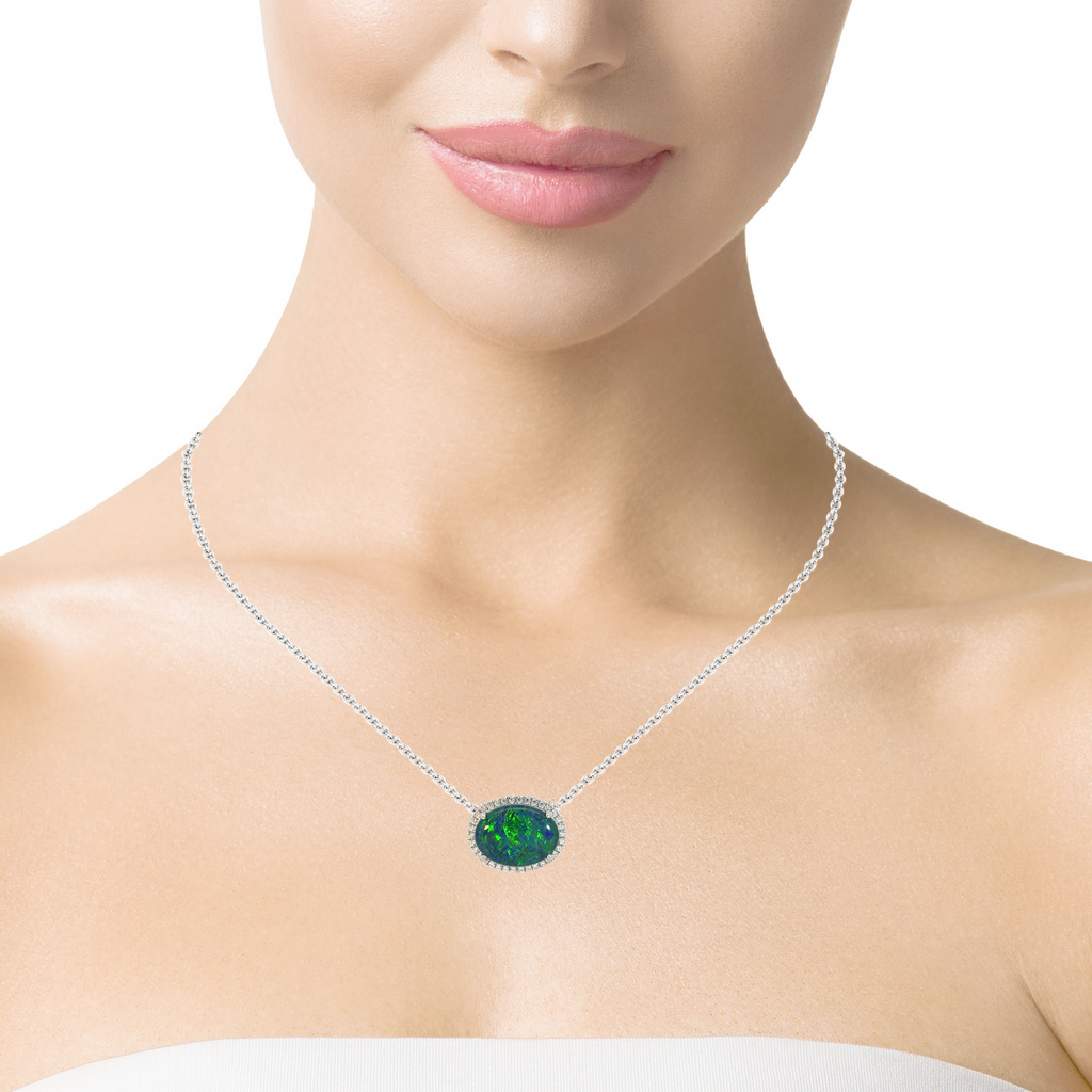 Sterling Silver 16x12mm Opal triplet cluster necklace 45cm - Masterpiece Jewellery Opal & Gems Sydney Australia | Online Shop