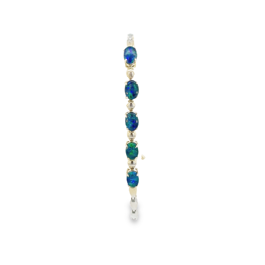Sterling Silver 7x5mm Opal triplet bracelet with marquise design - Masterpiece Jewellery Opal & Gems Sydney Australia | Online Shop