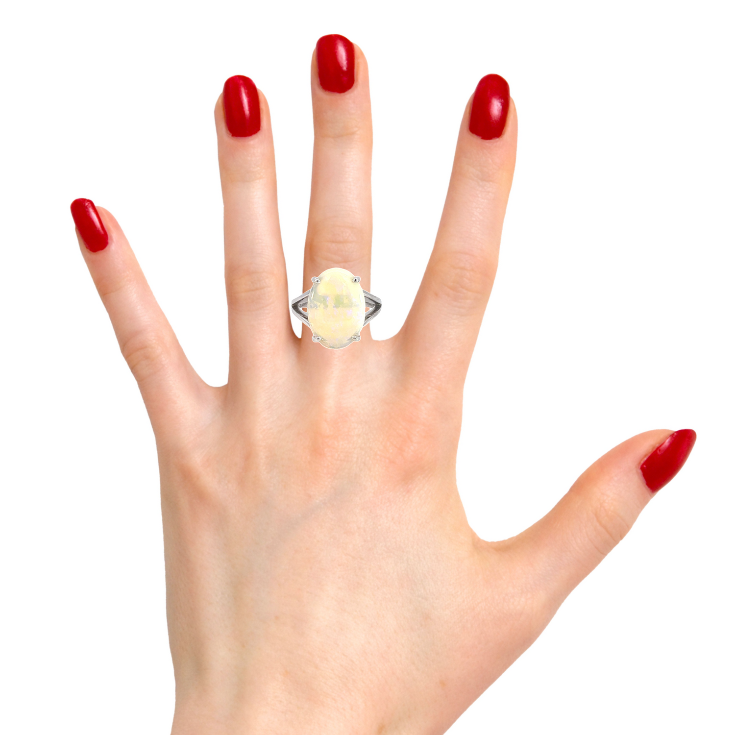 9kt White Gold split shank solitaire ring with 4.8ct Light Opal - Masterpiece Jewellery Opal & Gems Sydney Australia | Online Shop