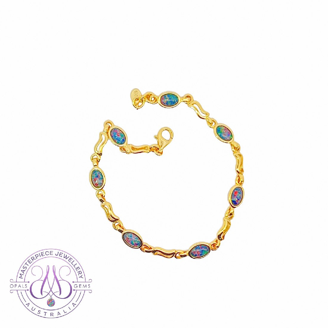 Gold plated silver 6x4mm bracelet wave cut out links - Masterpiece Jewellery Opal & Gems Sydney Australia | Online Shop