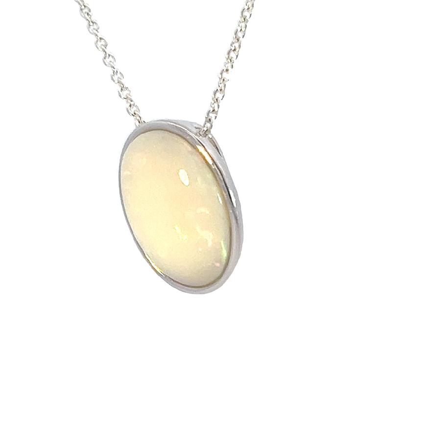 Sterling Silver White Opal slider pendant 15.6x11.8mm - Masterpiece Jewellery Opal & Gems Sydney Australia | Online Shop