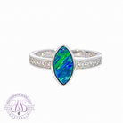 Sterling Silver Marquise shape Opal doublet and cubic zirconia ring - Masterpiece Jewellery Opal & Gems Sydney Australia | Online Shop