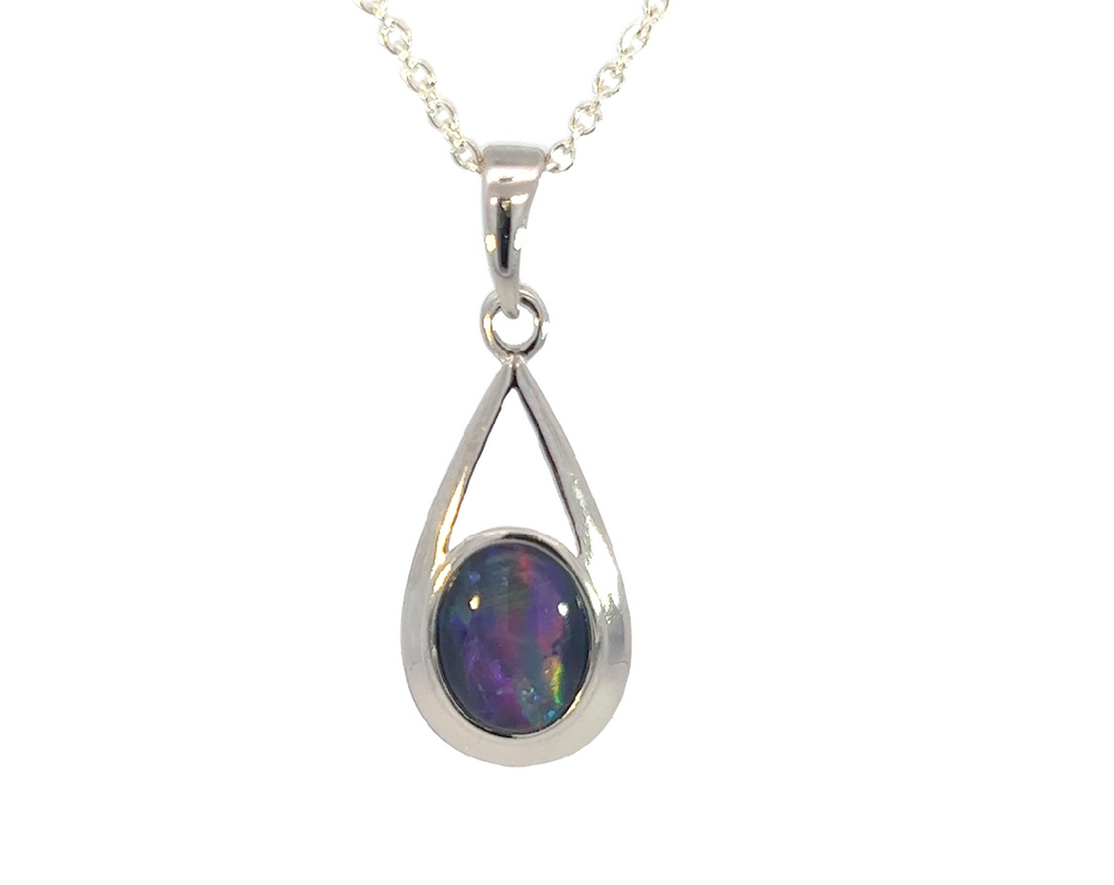 Sterling Silver 9x7mm Opal triplet pendant - Masterpiece Jewellery Opal & Gems Sydney Australia | Online Shop