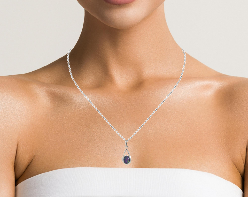 Sterling Silver 9x7mm Opal triplet pendant - Masterpiece Jewellery Opal & Gems Sydney Australia | Online Shop