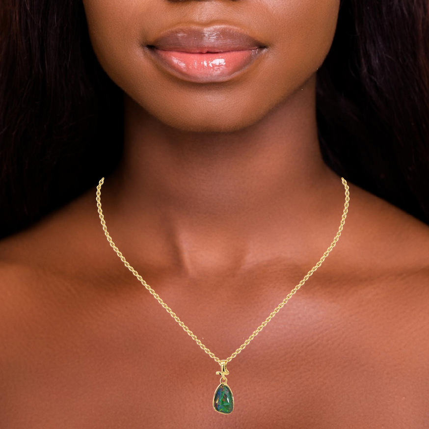 Gold Plated silver necklace with 10x8mm freeform Opal triplet - Masterpiece Jewellery Opal & Gems Sydney Australia | Online Shop