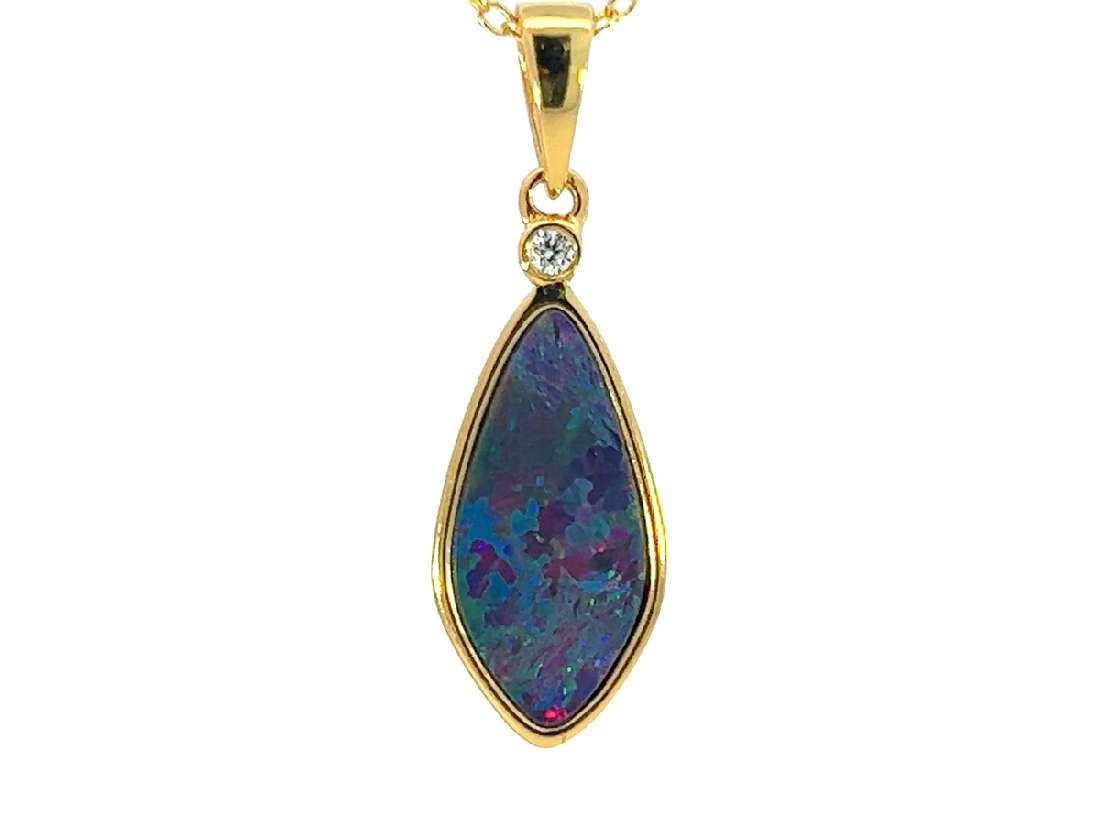 Gold Plated Silver Opal doublet 25x8.2mm pendant - Masterpiece Jewellery Opal & Gems Sydney Australia | Online Shop