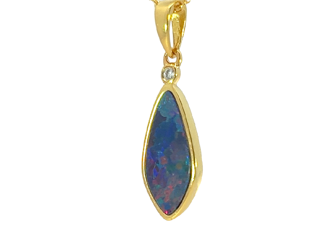 Gold Plated Silver Opal doublet 25x8.2mm pendant - Masterpiece Jewellery Opal & Gems Sydney Australia | Online Shop
