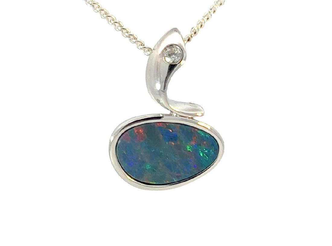 Sterling Silver Opal doublet 19.1x13.4mm pendant - Masterpiece Jewellery Opal & Gems Sydney Australia | Online Shop