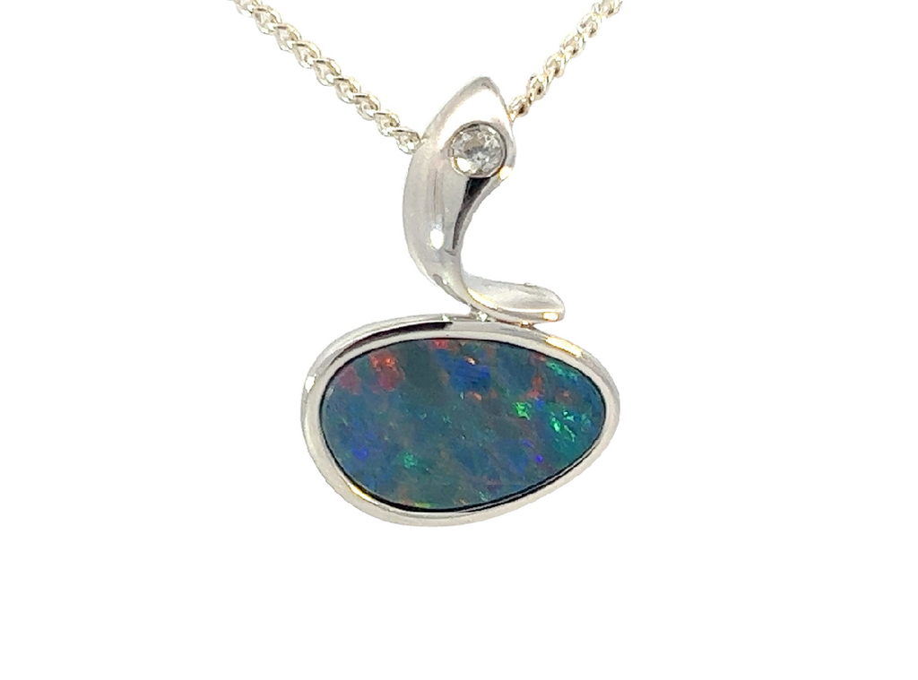Sterling Silver Opal doublet 19.1x13.4mm pendant - Masterpiece Jewellery Opal & Gems Sydney Australia | Online Shop