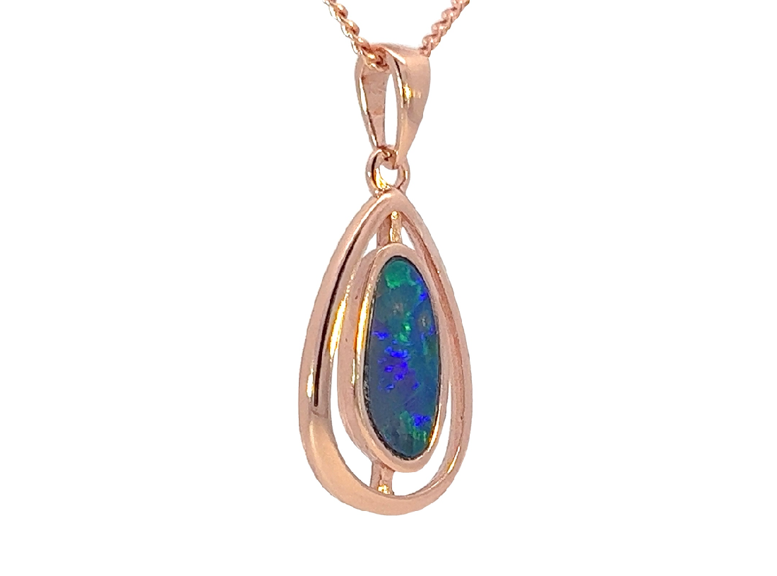 Rose Gold Plated silver Opal doublet pendants - Masterpiece Jewellery Opal & Gems Sydney Australia | Online Shop