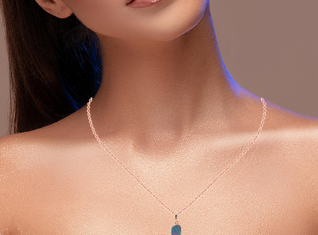 Rose Gold plated silver Opal doublet pendant - Masterpiece Jewellery Opal & Gems Sydney Australia | Online Shop