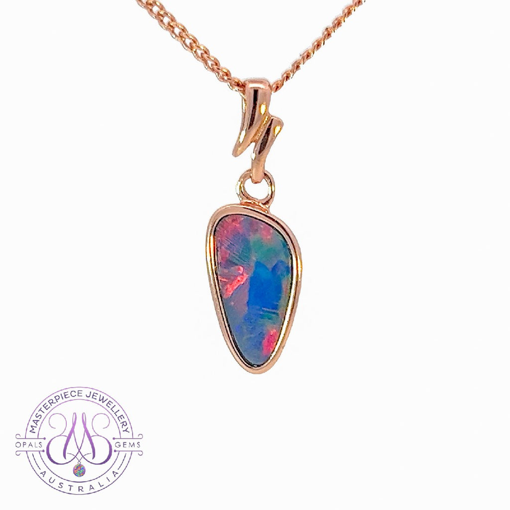 Rose Gold plated Opal doublet 21x7.1mm pendant - Masterpiece Jewellery Opal & Gems Sydney Australia | Online Shop