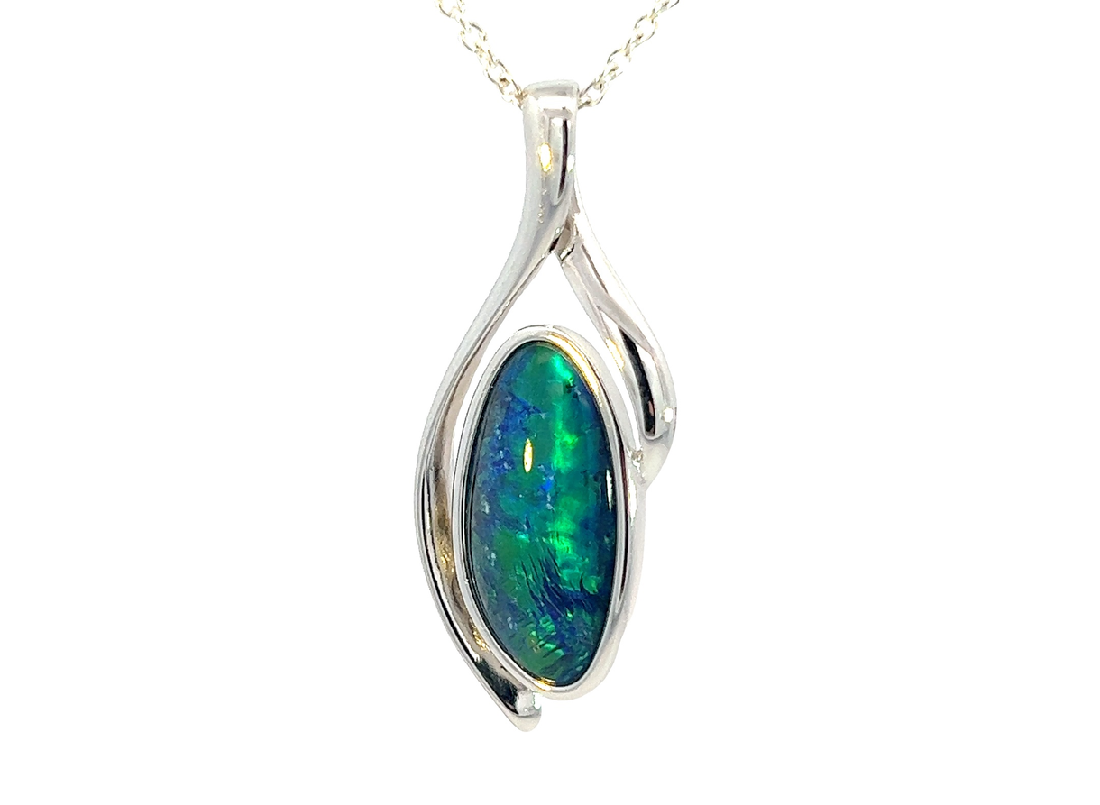 Sterling Silver Opal triplet pendant 33.3x13.3mm - Masterpiece Jewellery Opal & Gems Sydney Australia | Online Shop