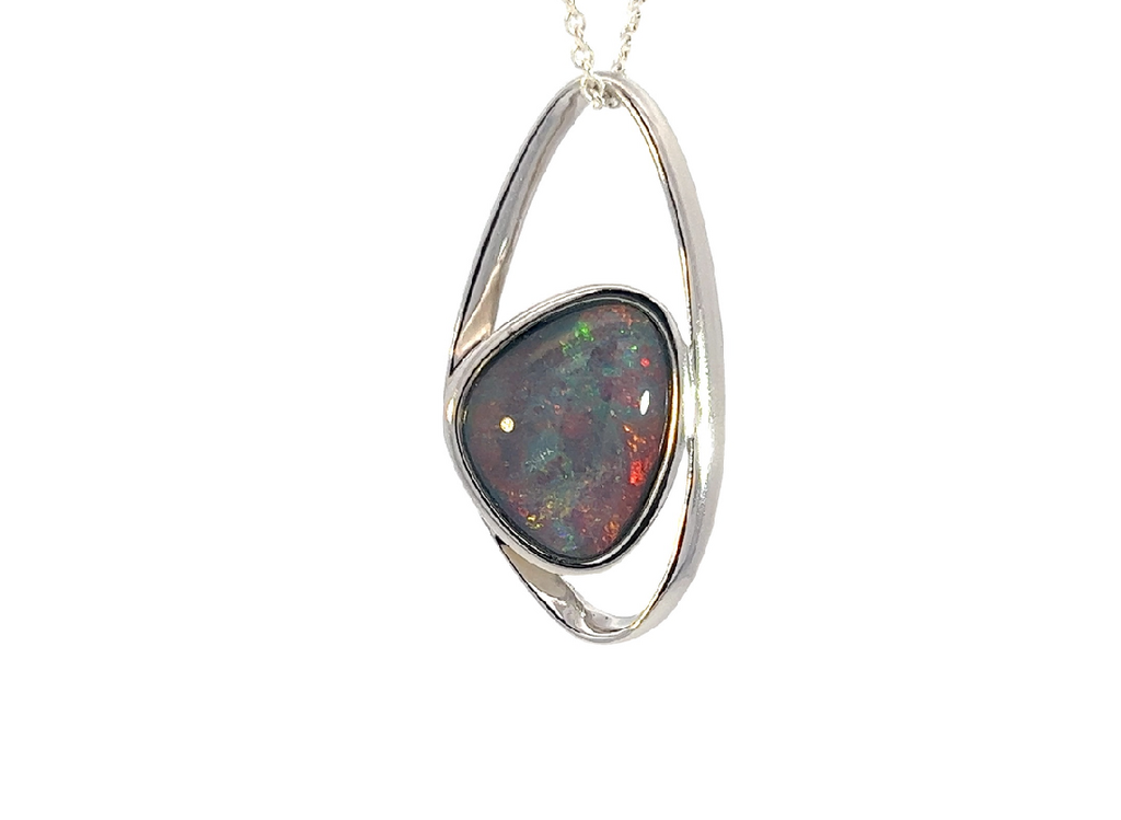 Sterling Silver Opal triplet pendant 30.7x15.2mm - Masterpiece Jewellery Opal & Gems Sydney Australia | Online Shop