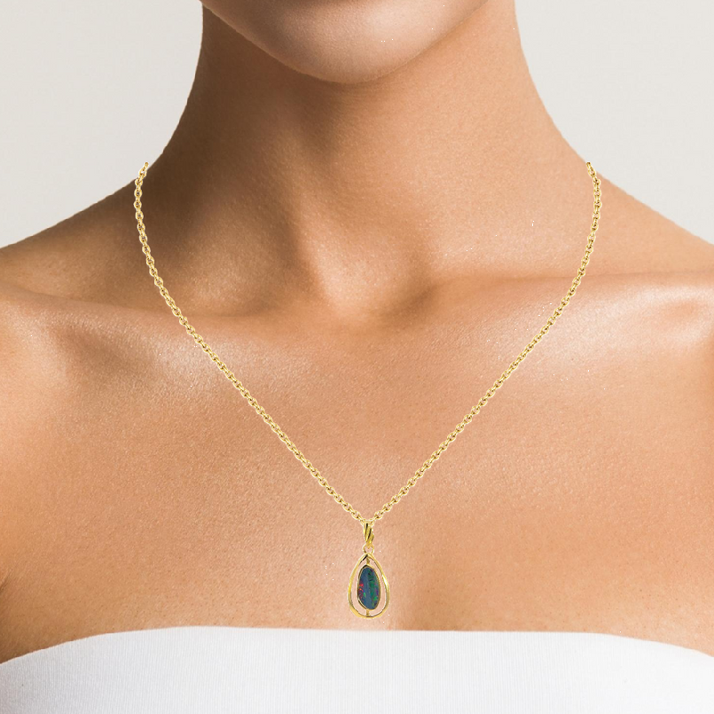 Gold plated silver Opal doublet pendant - Masterpiece Jewellery Opal & Gems Sydney Australia | Online Shop