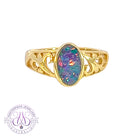 Gold plated silver Opal doublet patterned ring - Masterpiece Jewellery Opal & Gems Sydney Australia | Online Shop