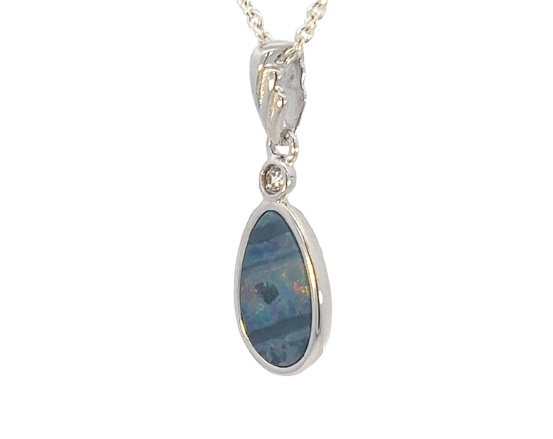 Sterling Silver Opal doublet 22x8.7mm pendant - Masterpiece Jewellery Opal & Gems Sydney Australia | Online Shop