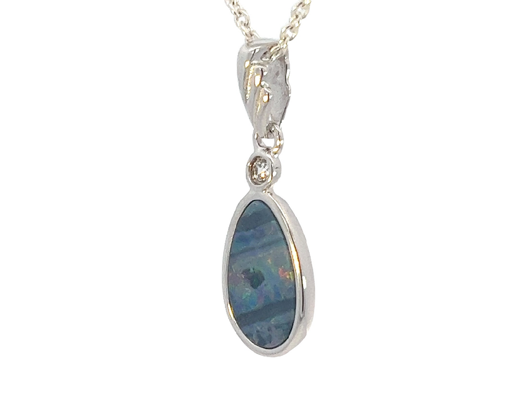 Sterling Silver Opal doublet 22x8.7mm pendant - Masterpiece Jewellery Opal & Gems Sydney Australia | Online Shop