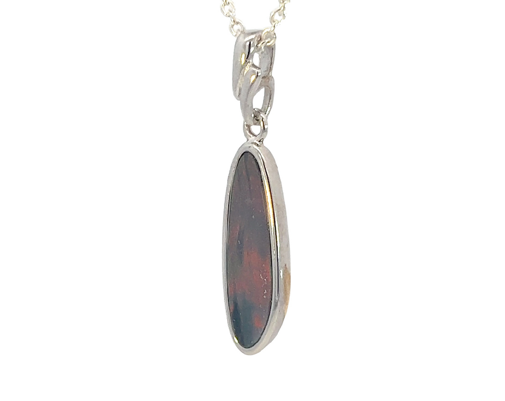 Sterling Silver Opal doublet pendant 17.5x5.4mm - Masterpiece Jewellery Opal & Gems Sydney Australia | Online Shop