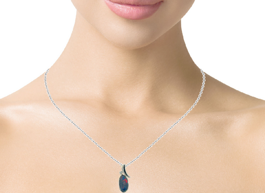 Silver Opal doublet 12.2x6.6mm pendant - Masterpiece Jewellery Opal & Gems Sydney Australia | Online Shop