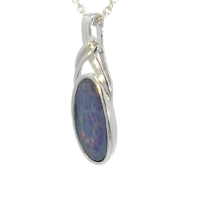 Sterling Silver Opal doublet 12.5x6.7mm pendant - Masterpiece Jewellery Opal & Gems Sydney Australia | Online Shop