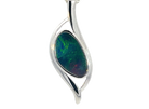 Sterling Silver Opal doublet Blue Green 30x11mm pendant - Masterpiece Jewellery Opal & Gems Sydney Australia | Online Shop