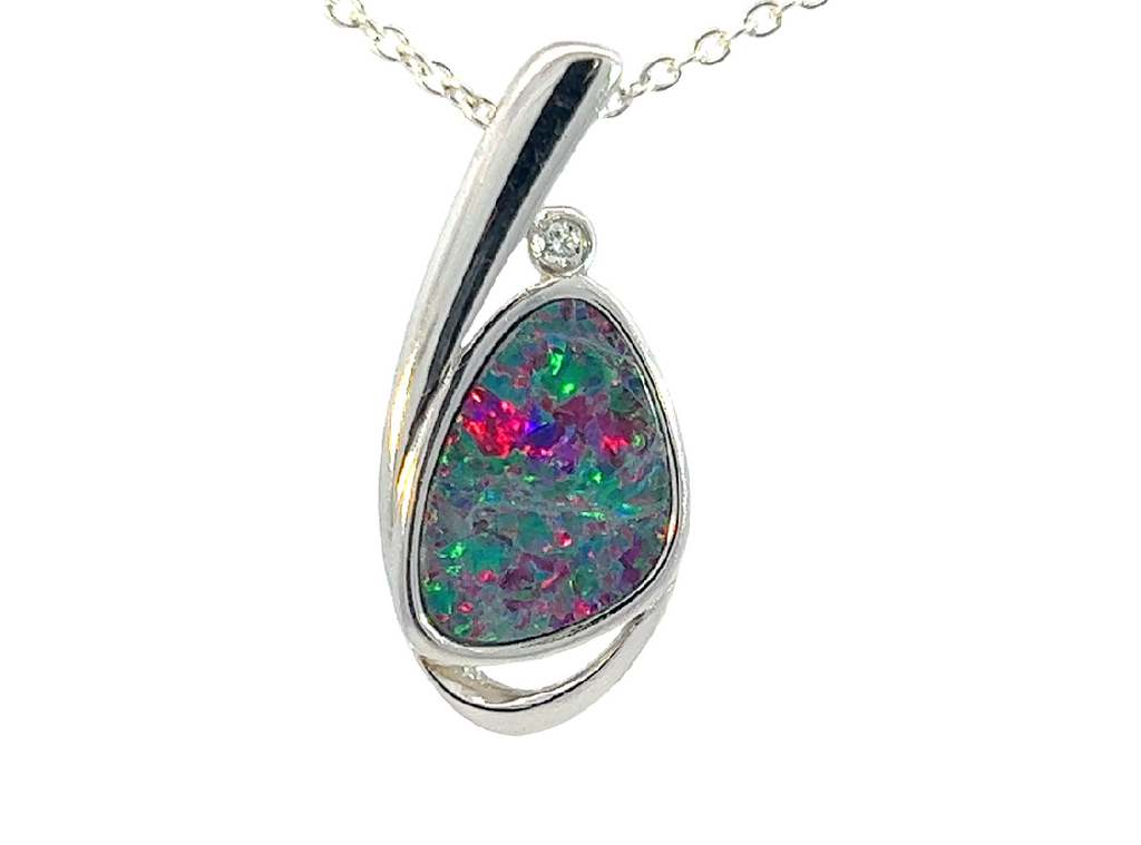 Sterling Silver Opal doublet 12x9mm pendant - Masterpiece Jewellery Opal & Gems Sydney Australia | Online Shop