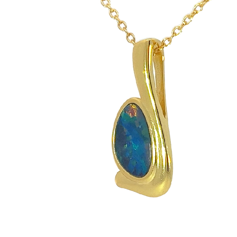 Gold plated Silver Opal doublet 20x9mm pendant - Masterpiece Jewellery Opal & Gems Sydney Australia | Online Shop