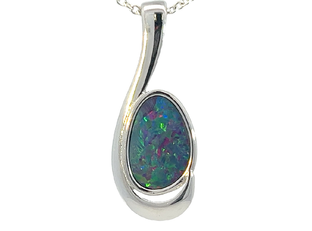 Sterling Silver Opal doublet 27x11mm pendant - Masterpiece Jewellery Opal & Gems Sydney Australia | Online Shop