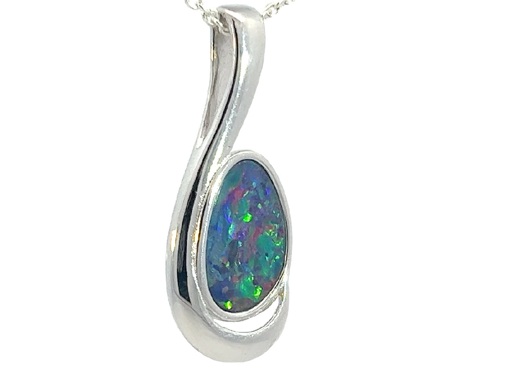 Sterling Silver Opal doublet 27x11mm pendant - Masterpiece Jewellery Opal & Gems Sydney Australia | Online Shop