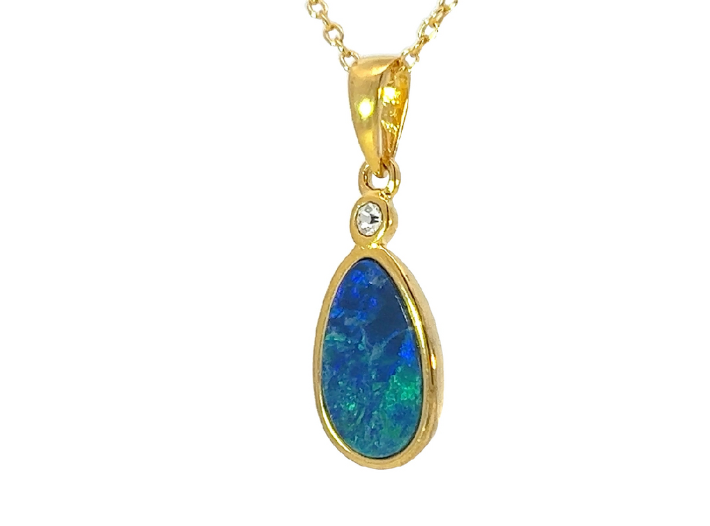 Gold Plated Silver Opal doublet 23x8.8mm pendant - Masterpiece Jewellery Opal & Gems Sydney Australia | Online Shop