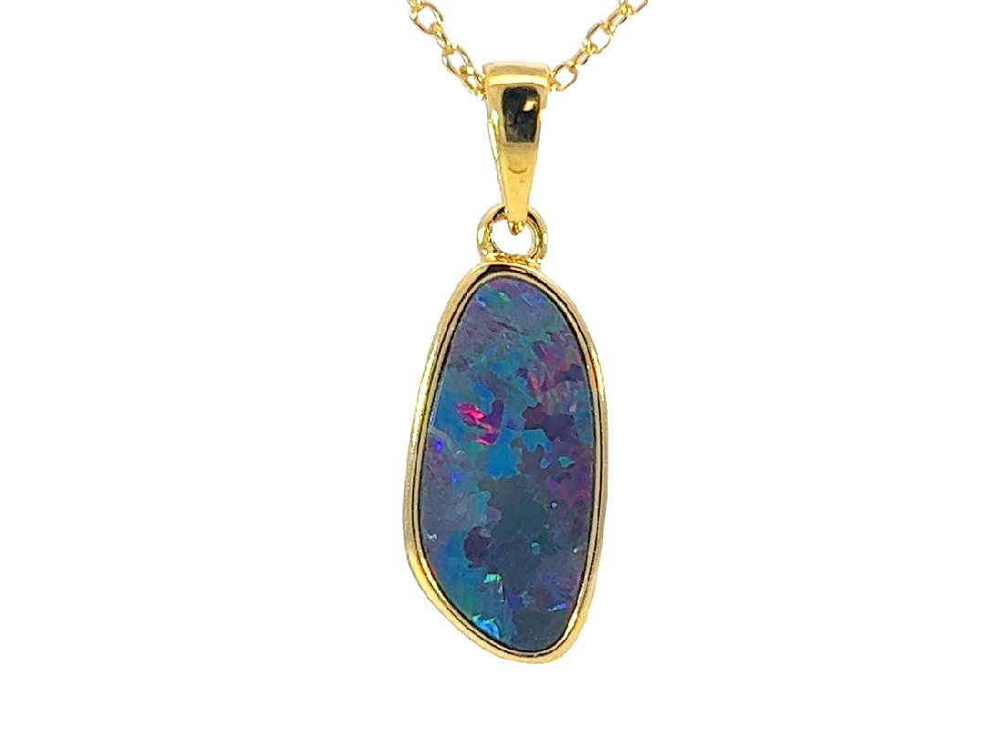 Gold Plated Silver Opal doublet 23.2x8mm pendant - Masterpiece Jewellery Opal & Gems Sydney Australia | Online Shop