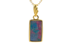 Gold plated Silver Opal rectangular 21x8mm pendant - Masterpiece Jewellery Opal & Gems Sydney Australia | Online Shop