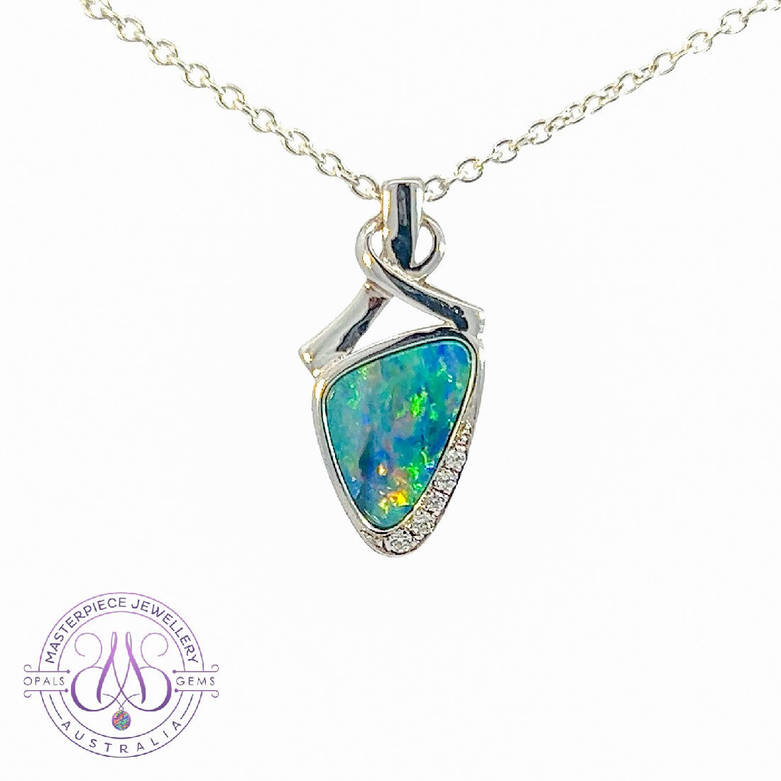 Sterling Silver Opal traingular 10x7.9mm pendant - Masterpiece Jewellery Opal & Gems Sydney Australia | Online Shop